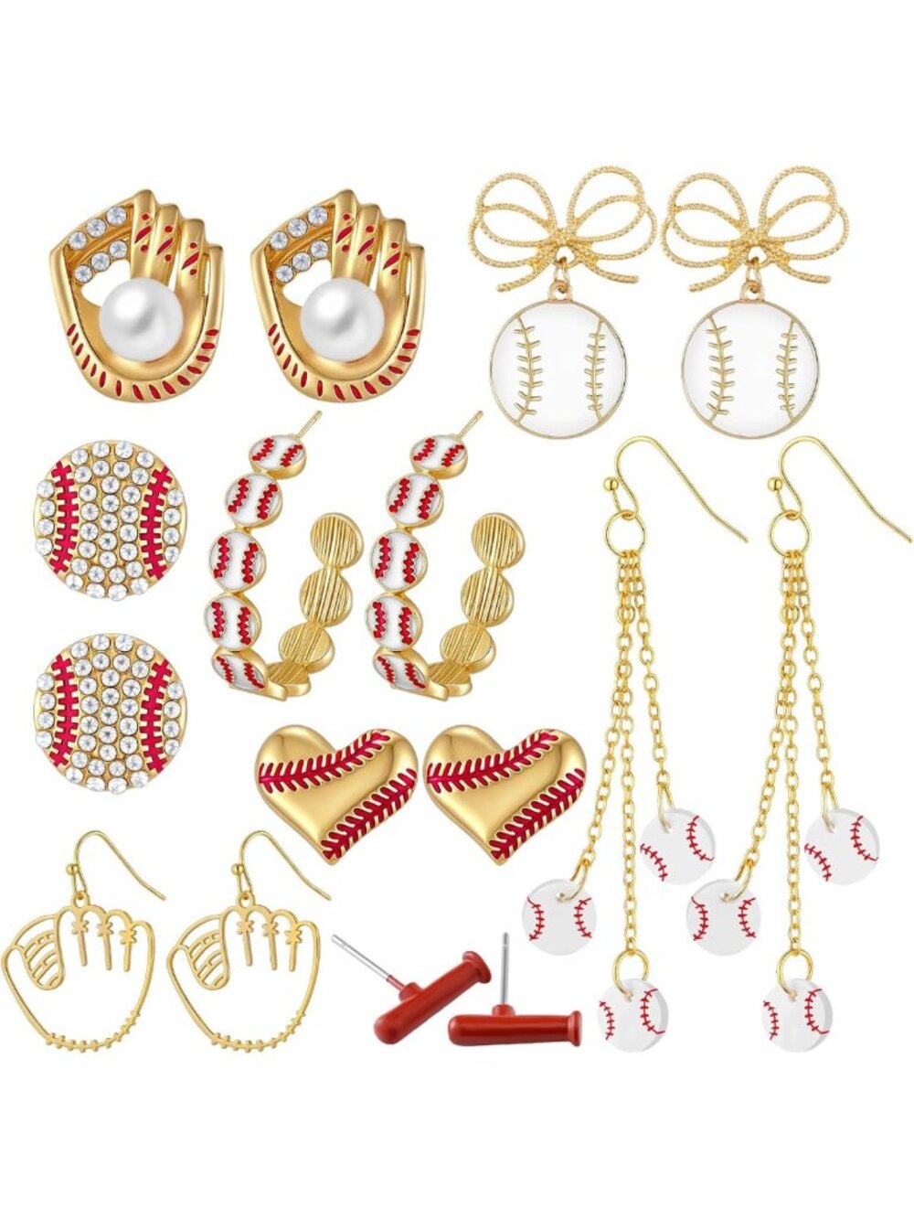 8 Pairs Sports Earrings for Women | Football, Volleyball, Baseball Jewelry Gift
